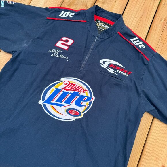 Vintage NASCAR Rusty Wallace #2 Short Sleeve Shirt Embroidered CHASE Blue Large - Picture 2 of 8